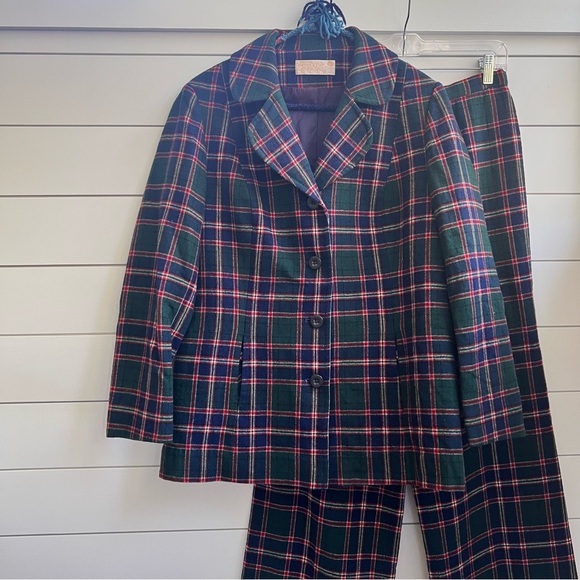 Pendleton vintage 90s Virgin Woolen Plaid Jacket and Pant Suit 16 - Picture 2 of 11